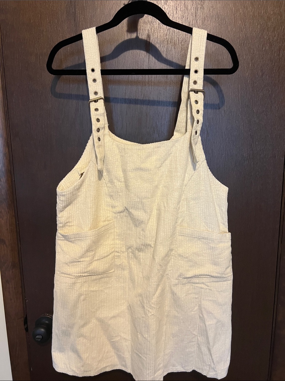 POL Cream Corduroy Pinafore with Adjustable Straps